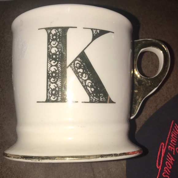 Anthropologie monogrammed K gold trim mug - Picture 3 of 6